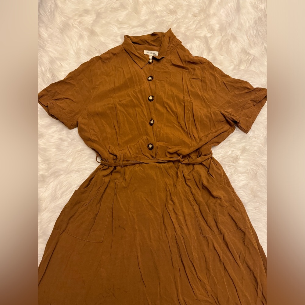 Brown/orange Monteau dress with pockets